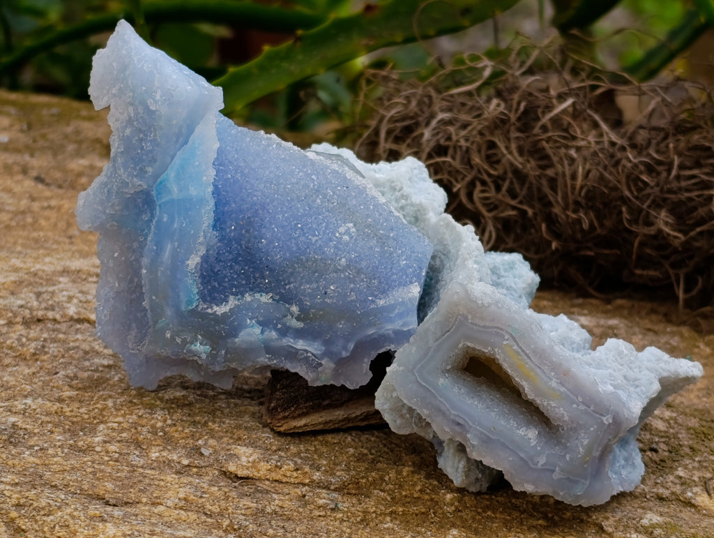 Natural Etched Blue Chalcedony Specimens x 12 From Nsanje, Malawi - Toprock Gemstones and Minerals 