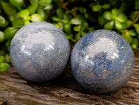 Polished Blue Lazulite Spheres x 2 From Madagascar