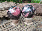 Polished Pink Rhodonite Spheres x 4 From Ambindavato, Madagascar - Toprock Gemstones and Minerals 