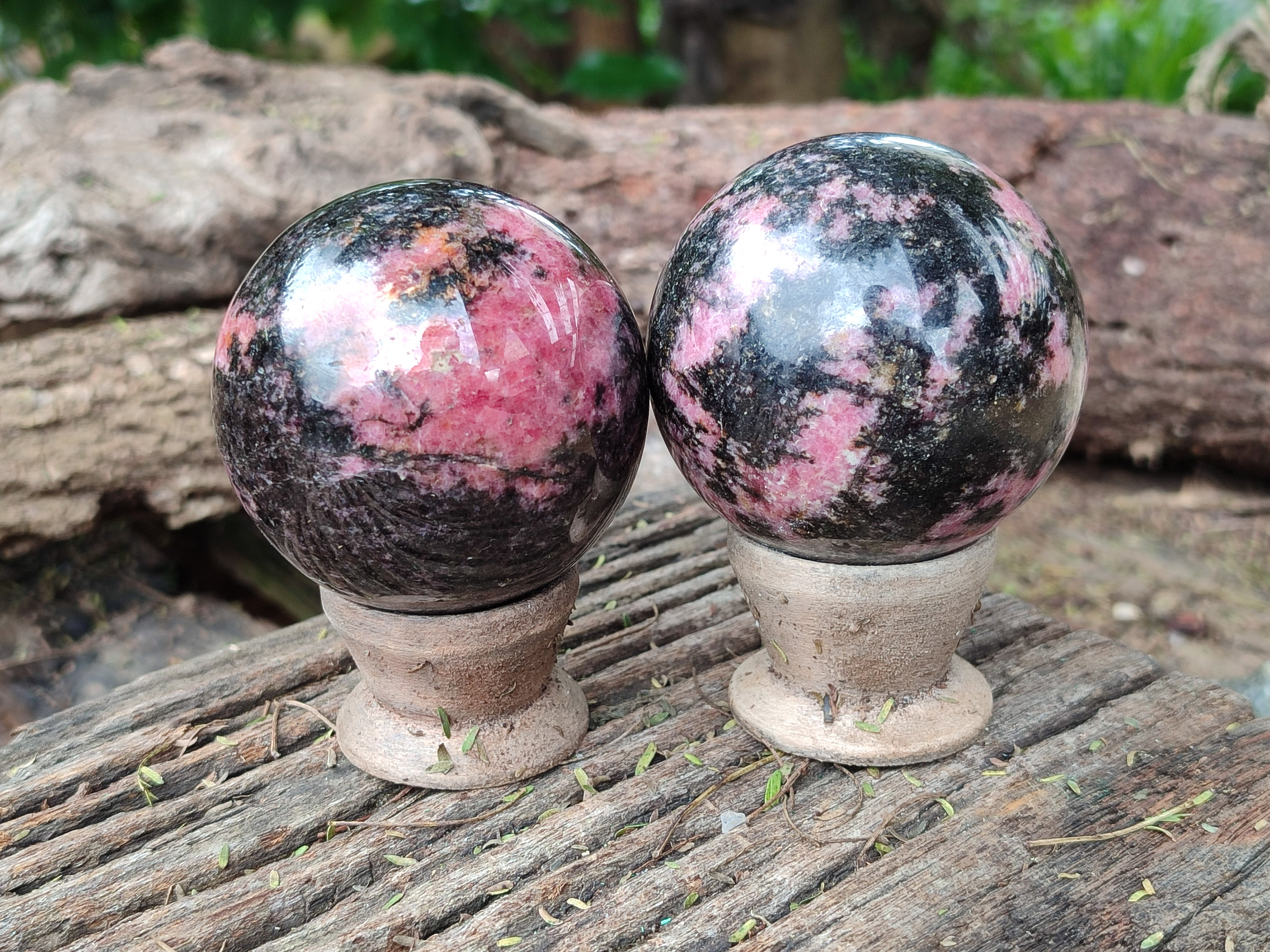 Polished Pink Rhodonite Spheres x 4 From Ambindavato, Madagascar - Toprock Gemstones and Minerals 