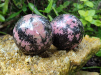 Polished Pink Rhodonite Spheres x 4 From Ambindavato, Madagascar