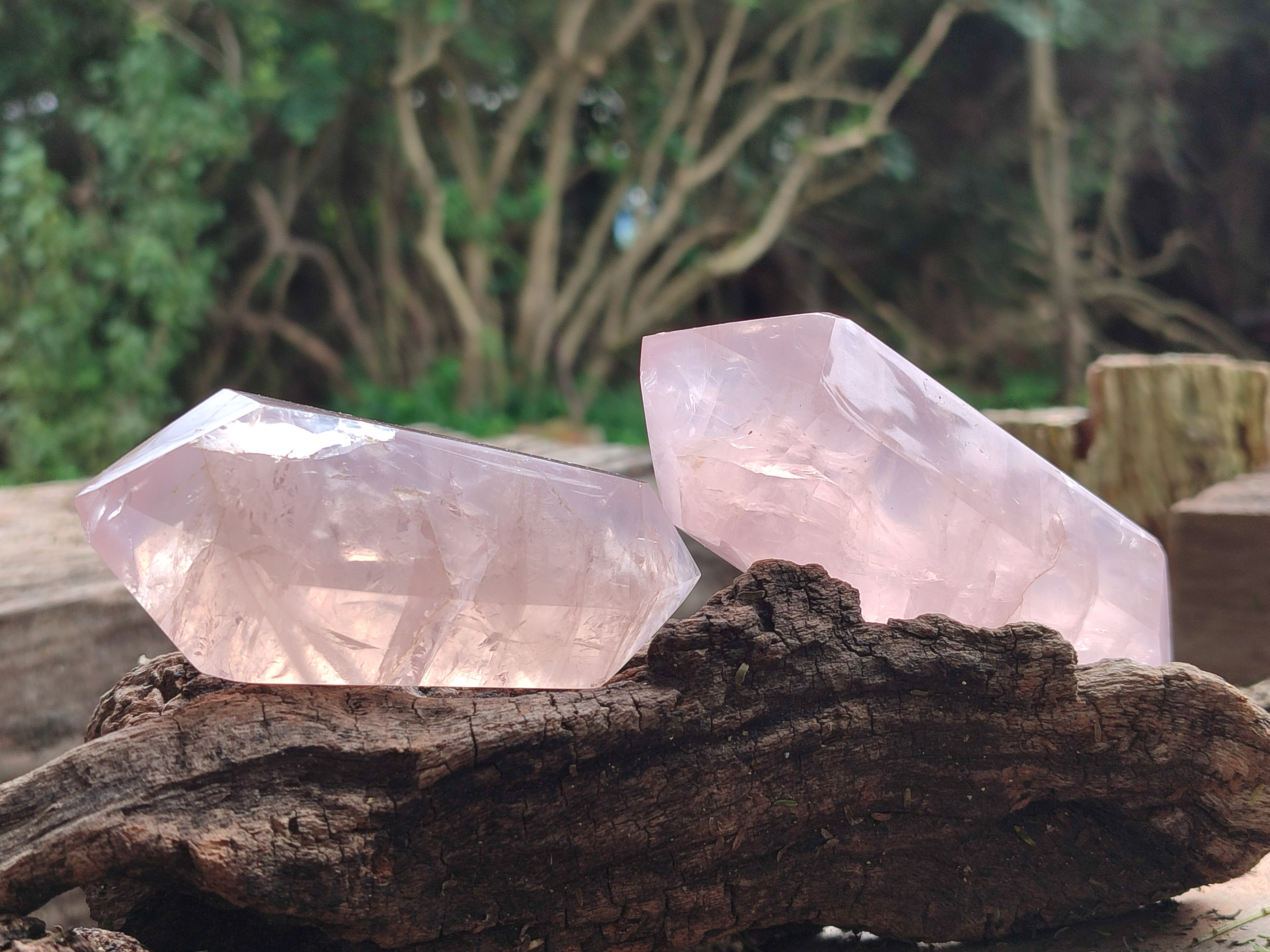 Polished Double Terminated Rose Quartz Points x 6 From Ambatondrazaka, Madagascar - Toprock Gemstones and Minerals 