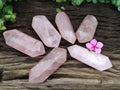 Polished Double Terminated Rose Quartz Points x 6 From Ambatondrazaka, Madagascar - Toprock Gemstones and Minerals 