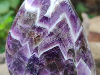 Polished Chevron Amethyst Standing Free Forms x 2 From Zambia