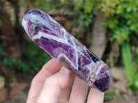 Polished Chevron Amethyst Standing Free Forms x 2 From Zambia