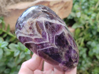 Polished Chevron Amethyst Standing Free Forms x 2 From Zambia