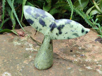 Polished Leopard Stone Cat Face and Whale Tail Carvings x 3 From Zimbabwe