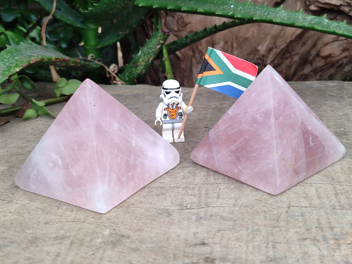 Polished Rose Quartz Pyramids x 6 From Ambatondrazaka, Madagascar - Toprock Gemstones and Minerals 
