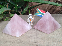 Polished Rose Quartz Pyramids x 6 From Ambatondrazaka, Madagascar