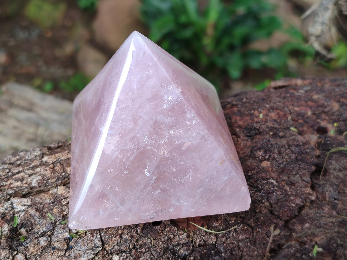 Polished Rose Quartz Pyramids x 6 From Ambatondrazaka, Madagascar - Toprock Gemstones and Minerals 
