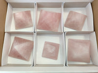 Polished Rose Quartz Pyramids x 6 From Ambatondrazaka, Madagascar