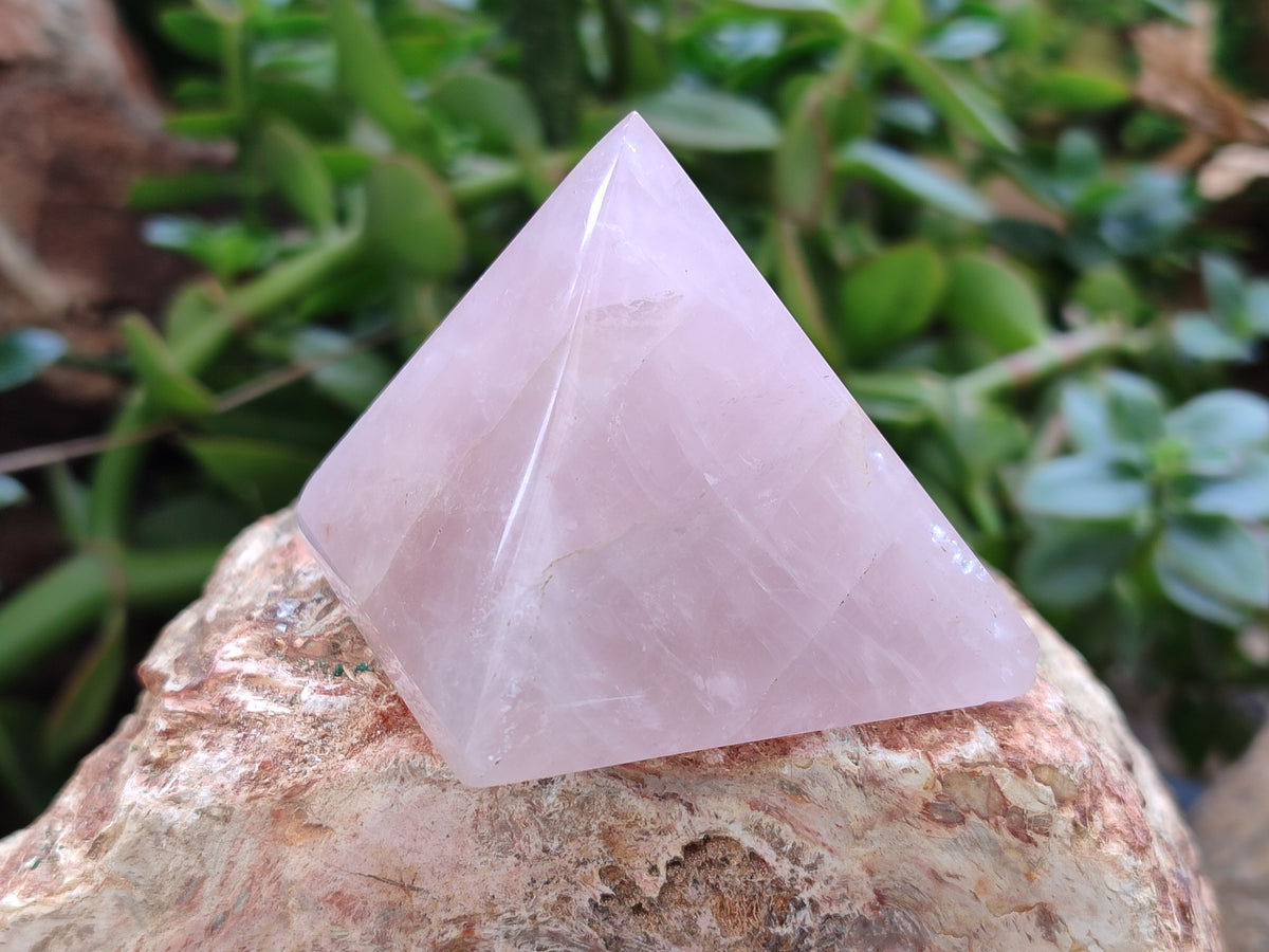 Polished Rose Quartz Pyramids x 6 From Ambatondrazaka, Madagascar - Toprock Gemstones and Minerals 