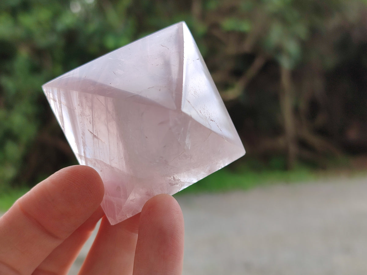 Polished Rose Quartz Pyramids x 6 From Ambatondrazaka, Madagascar - Toprock Gemstones and Minerals 