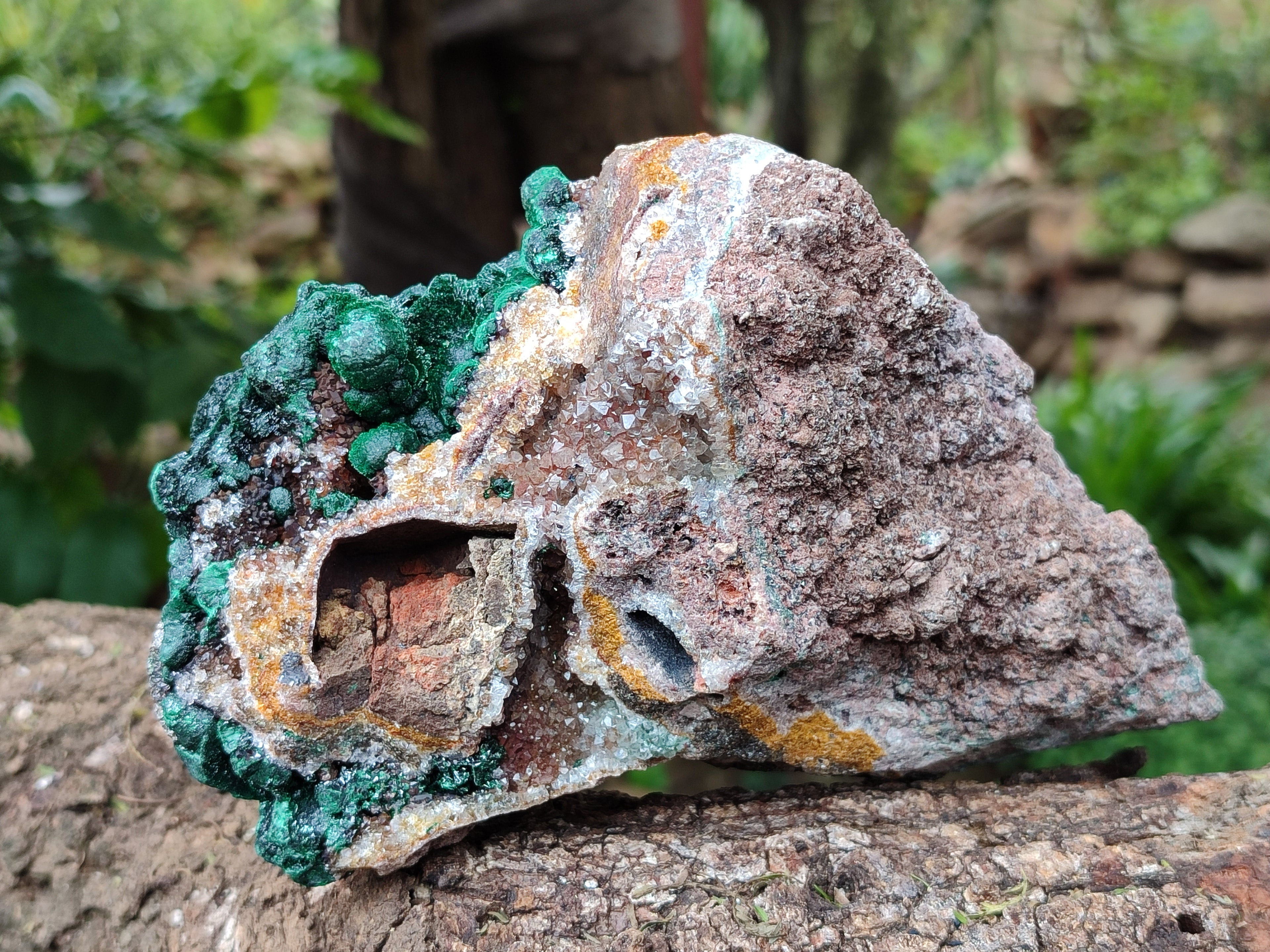 Natural Botryoidal Ball Malachite On Dolomite Matrix Specimen x 1 From Kambove, Congo - Toprock Gemstones and Minerals 