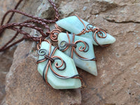 Polished Copper Wire Wrapped Blue Smithsonite Jewellery Pendants x 6 From Congo
