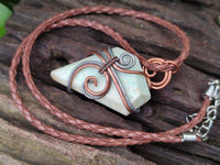 Polished Copper Wire Wrapped Blue Smithsonite Jewellery Pendants x 6 From Congo