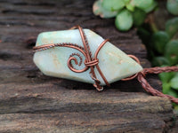 Polished Copper Wire Wrapped Blue Smithsonite Jewellery Pendants x 6 From Congo