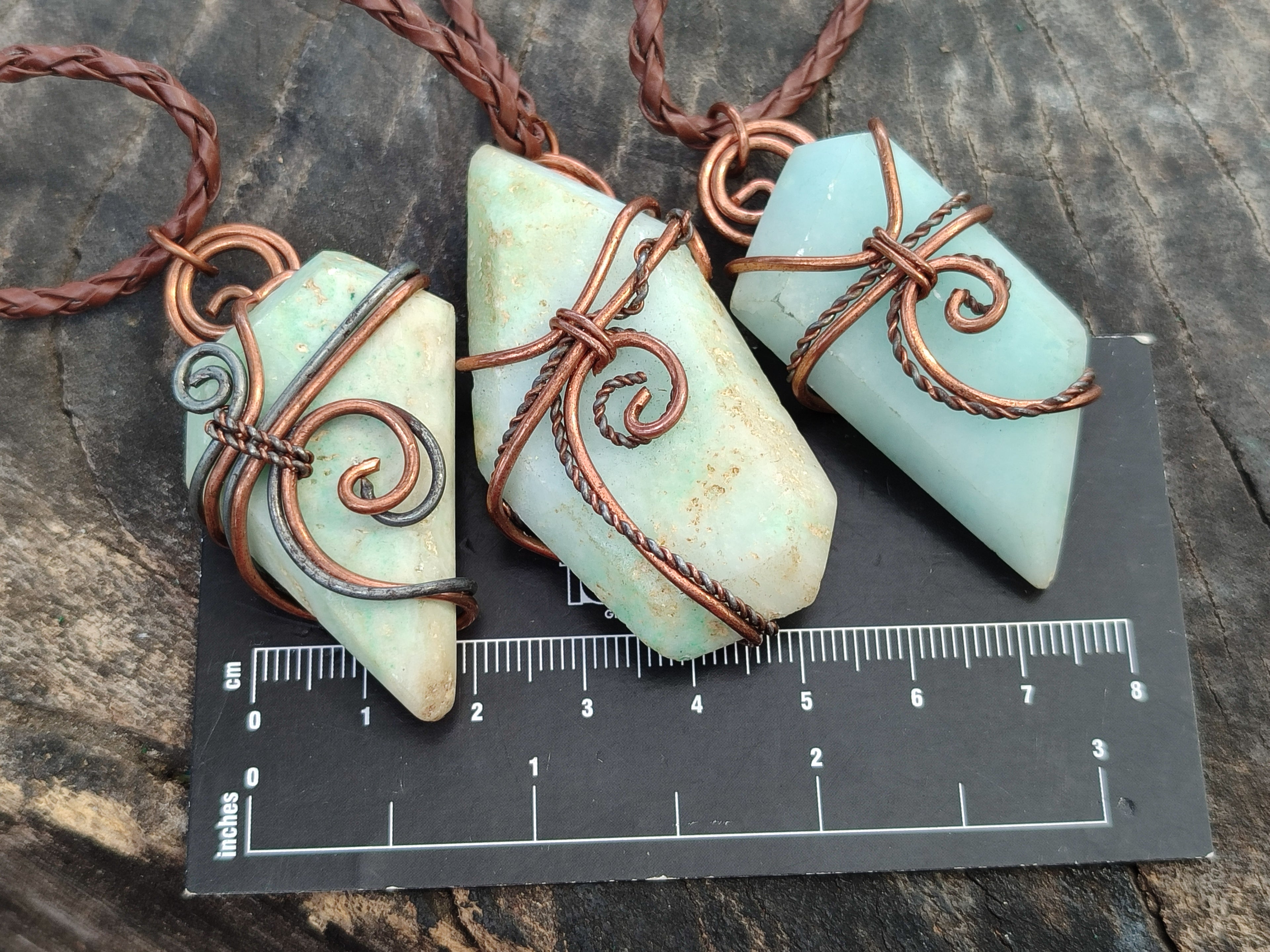 Polished Copper Wire Wrapped Blue Smithsonite Jewellery Pendants x 6 From Congo - Toprock Gemstones and Minerals 