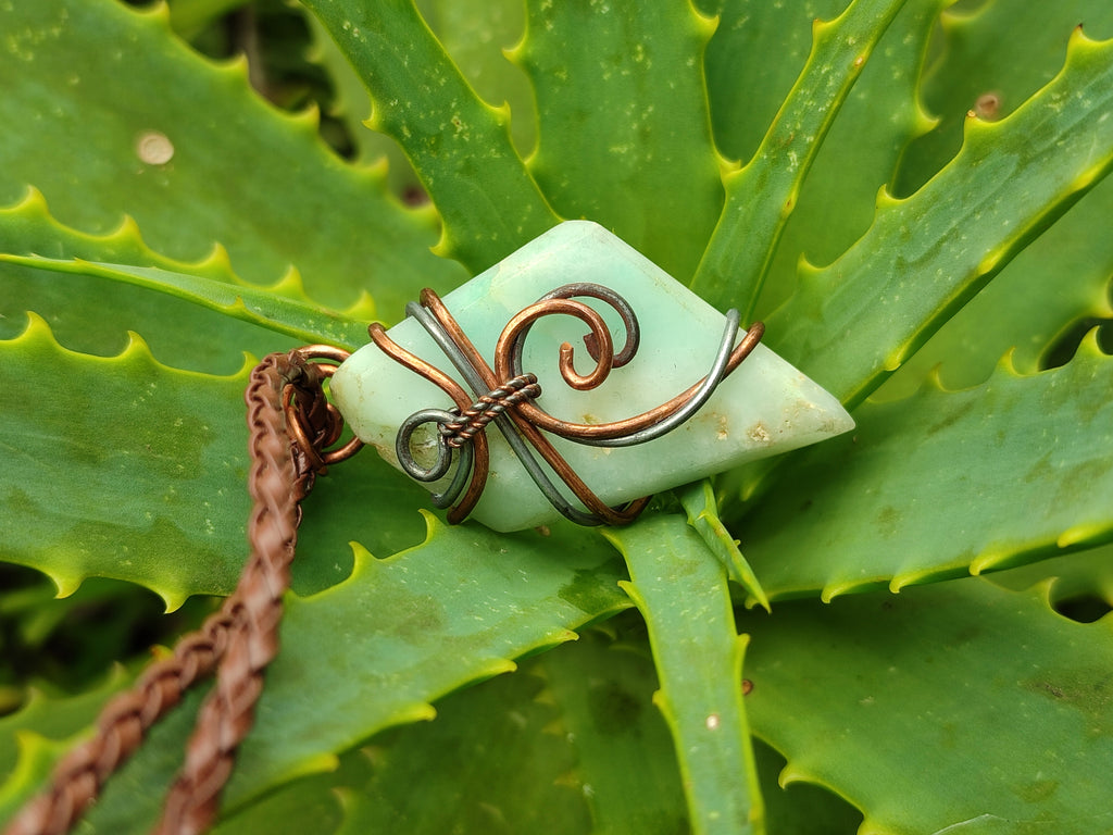 Polished Copper Wire Wrapped Blue Smithsonite Jewellery Pendants x 6 From Congo - Toprock Gemstones and Minerals 