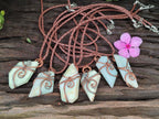 Polished Copper Wire Wrapped Blue Smithsonite Jewellery Pendants x 6 From Congo - Toprock Gemstones and Minerals 