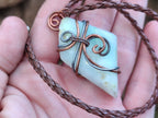 Polished Copper Wire Wrapped Blue Smithsonite Jewellery Pendants x 6 From Congo - Toprock Gemstones and Minerals 