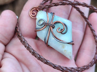 Polished Copper Wire Wrapped Blue Smithsonite Jewellery Pendants x 6 From Congo