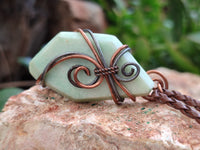 Polished Copper Wire Wrapped Blue Smithsonite Jewellery Pendants x 6 From Congo
