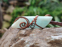 Polished Copper Wire Wrapped Blue Smithsonite Jewellery Pendants x 6 From Congo