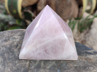 Polished Rose Quartz Pyramids x 6 From Ambatondrazaka, Madagascar
