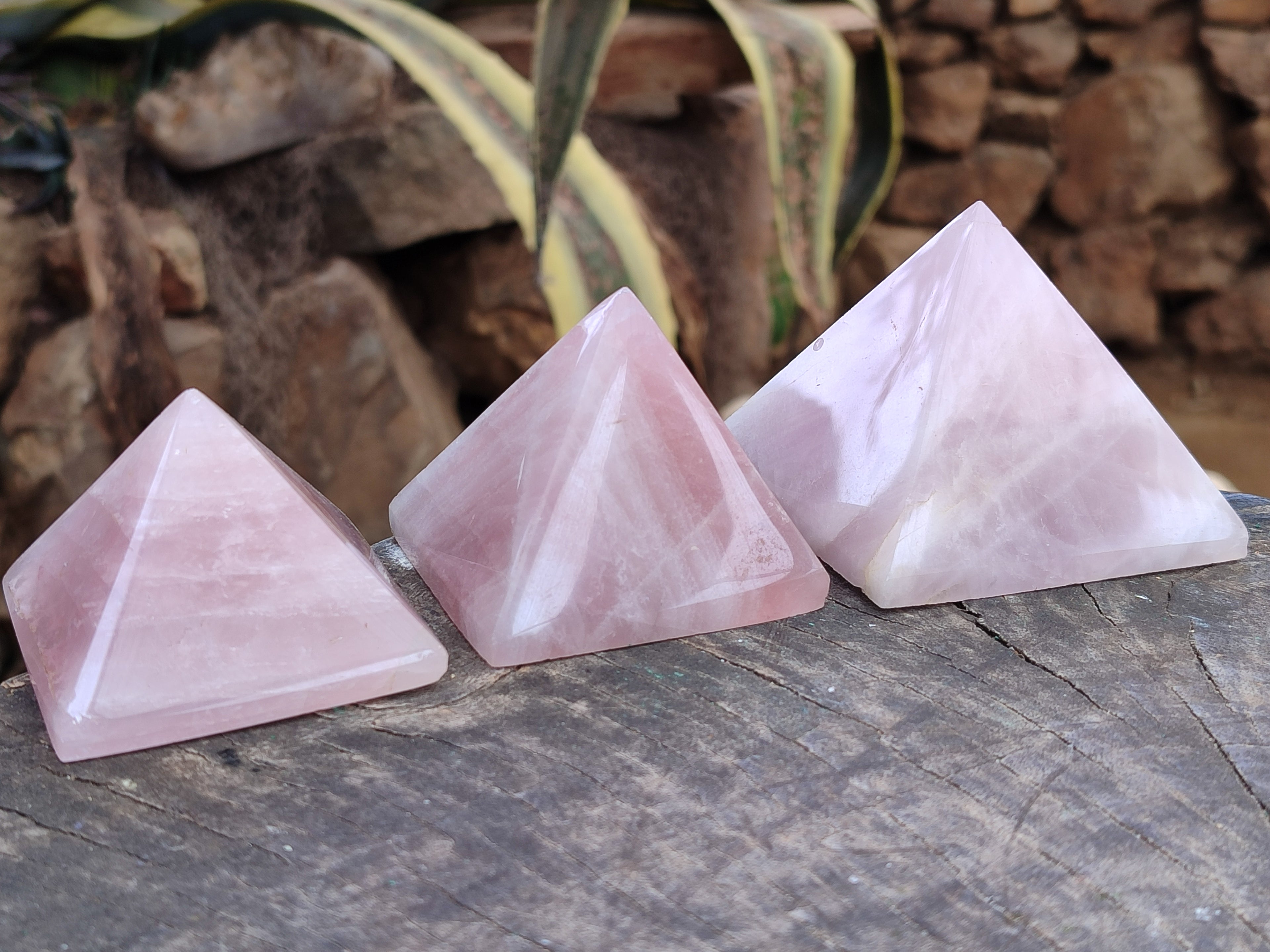 Polished Rose Quartz Pyramids x 6 From Ambatondrazaka, Madagascar - Toprock Gemstones and Minerals 
