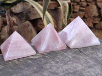 Polished Rose Quartz Pyramids x 6 From Ambatondrazaka, Madagascar