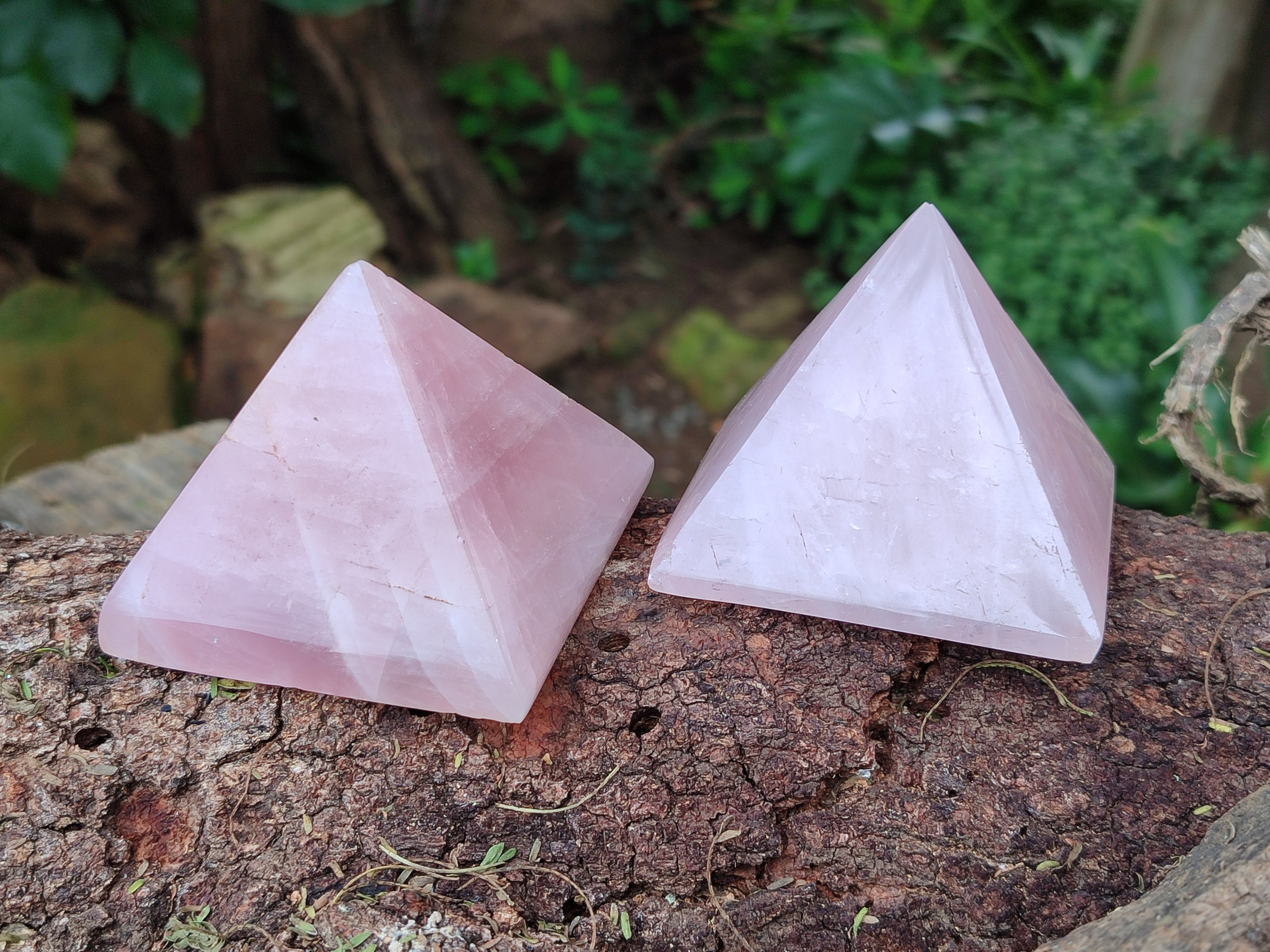Polished Rose Quartz Pyramids x 6 From Ambatondrazaka, Madagascar - Toprock Gemstones and Minerals 
