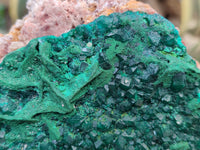 Natural Dioptase and Malachite On Dolomite Specimen x 1 From Likasi, Congo