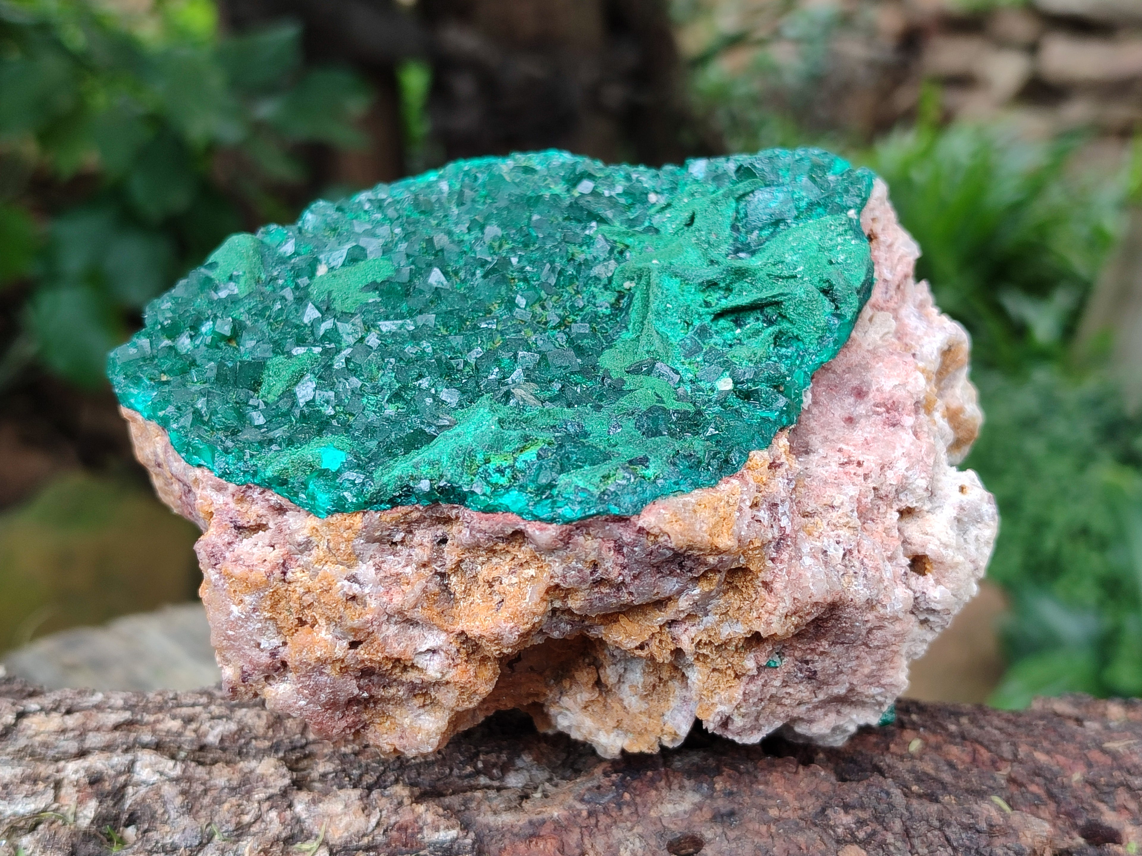 Natural Dioptase and Malachite On Dolomite Specimen x 1 From Likasi, Congo - Toprock Gemstones and Minerals 