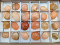 Polished Orange Twist Calcite Palm Stones x 24 From Maevantanana, Madagascar
