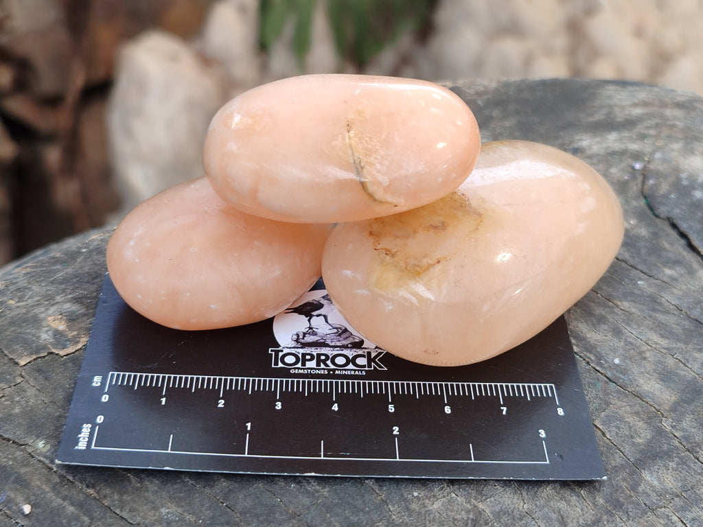Polished Orange Twist Calcite Palm Stones x 24 From Maevantanana, Madagascar - Toprock Gemstones and Minerals 