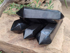 Polished Black Basalt Double Terminated Points x 4 From Antsirabe, Madagascar - Toprock Gemstones and Minerals 