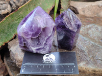 Polished Chevron Amethyst Points x 4 From Zambia