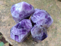 Polished Chevron Amethyst Points x 4 From Zambia