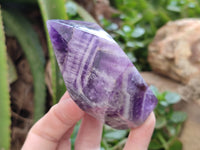 Polished Chevron Amethyst Points x 4 From Zambia
