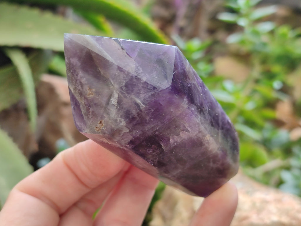 Polished Chevron Amethyst Points x 4 From Zambia - Toprock Gemstones and Minerals 