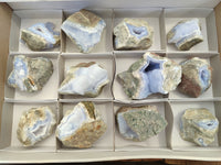 Natural Blue Lace Agate Geode Specimens x 12 From Nsanje, Malawi