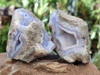 Natural Blue Lace Agate Geode Specimens x 12 From Nsanje, Malawi