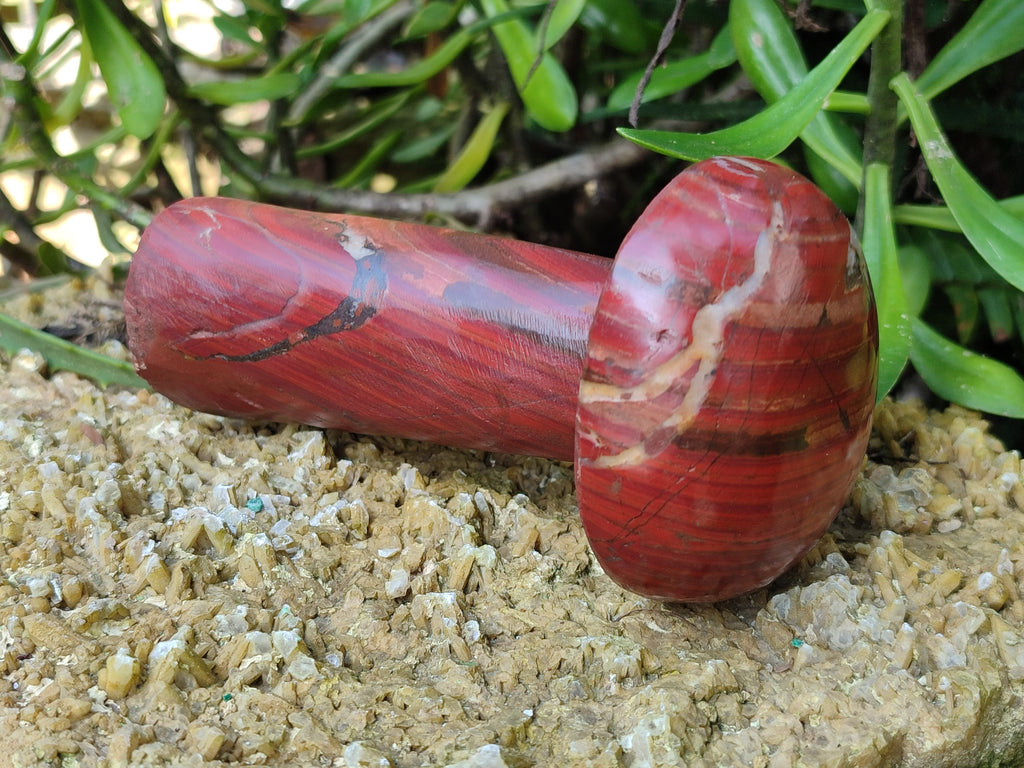 Hand Made Banded Tiger Iron Jasper Mushrooms x 2 From Northern Cape, South Africa - Toprock Gemstones and Minerals 