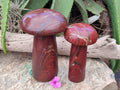 Hand Made Banded Tiger Iron Jasper Mushrooms x 2 From Northern Cape, South Africa - Toprock Gemstones and Minerals 