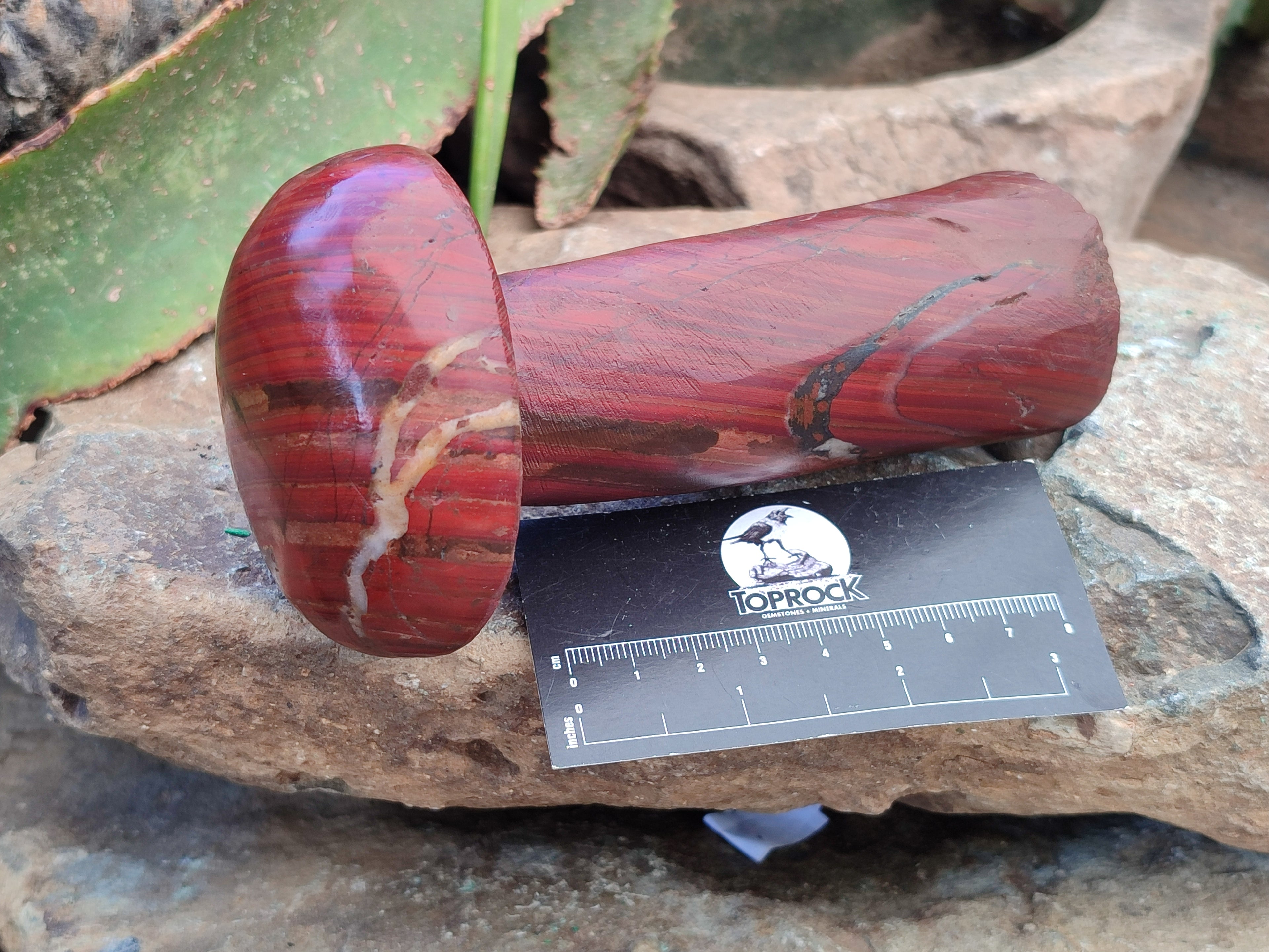 Hand Made Banded Tiger Iron Jasper Mushrooms x 2 From Northern Cape, South Africa - Toprock Gemstones and Minerals 