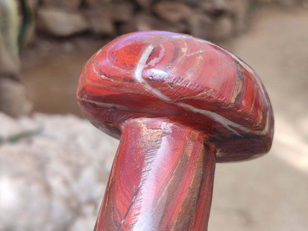 Hand Made Banded Tiger Iron Jasper Mushrooms x 2 From Northern Cape, South Africa - Toprock Gemstones and Minerals 