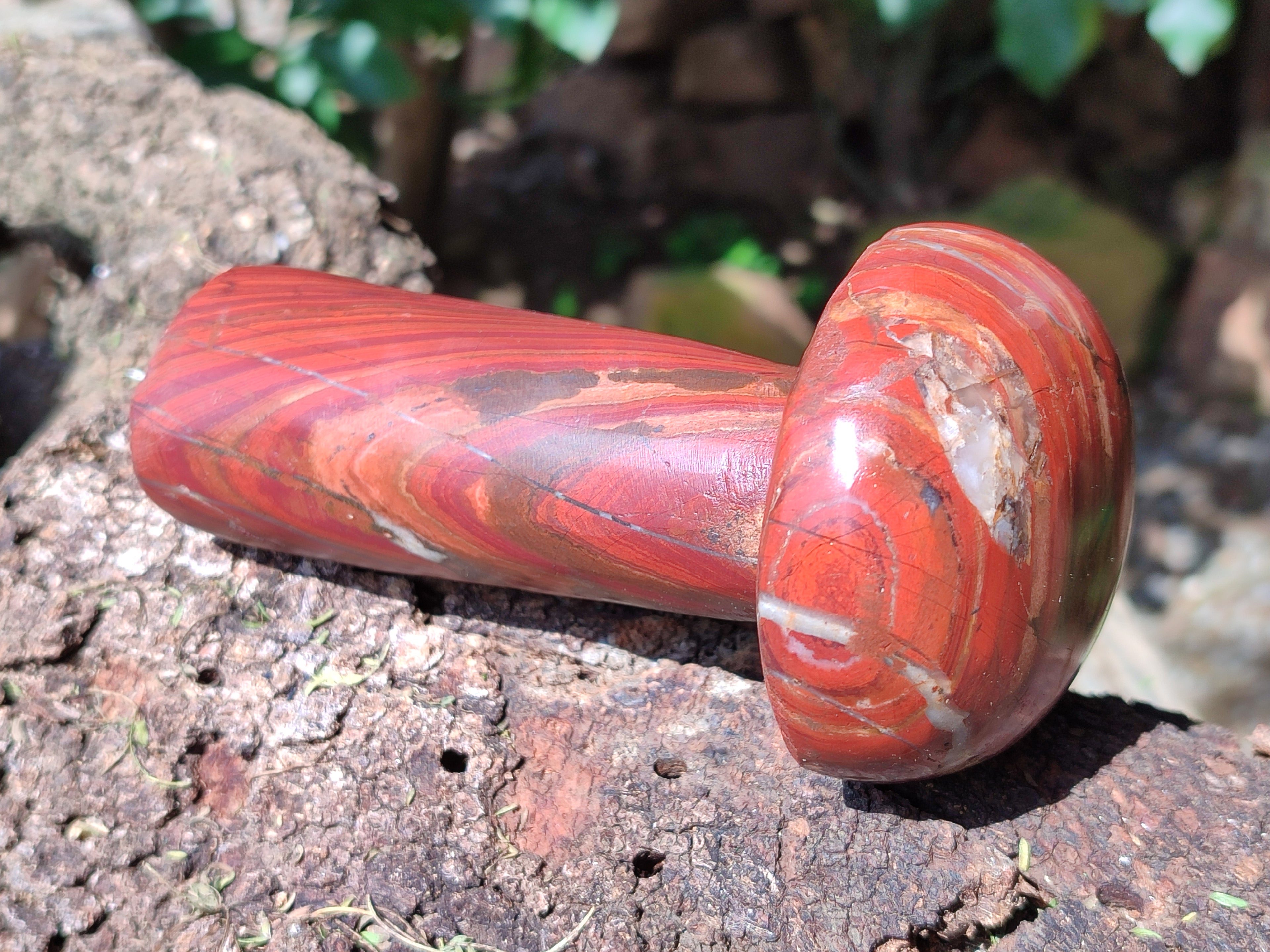 Hand Made Banded Tiger Iron Jasper Mushrooms x 2 From Northern Cape, South Africa - Toprock Gemstones and Minerals 