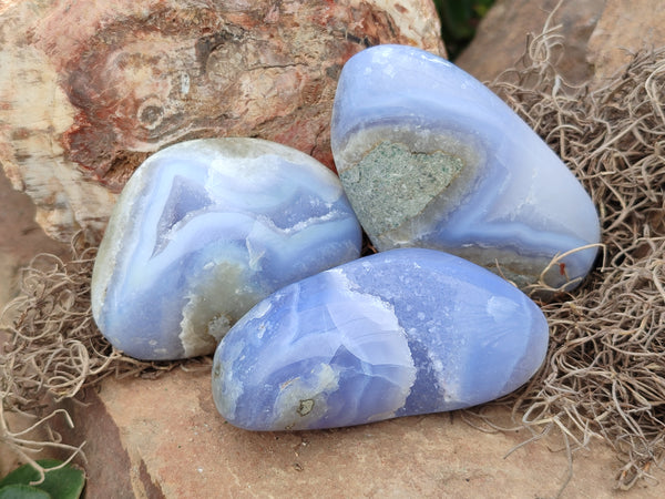 Polished Blue Lace Agate Geodes x 6 From Nsanje, Malawi