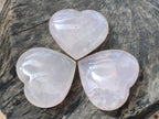 Polished Rose Quartz Girasol Hearts x 3 From Ambatondrazaka, Madagascar - Toprock Gemstones and Minerals 